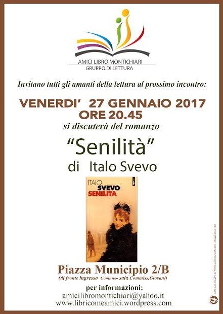 AMICI DEL LIBRO MONTICHIARI: venerdì 27 gennaio SENILITA’ di Italo Svevo