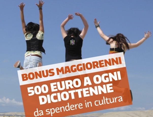 Bonus cultura, 500 euro ai 18enni