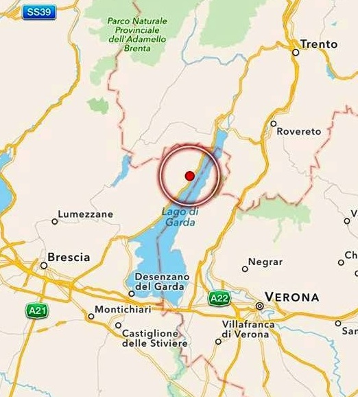 Forte scossa di terremoto sul lago di Garda