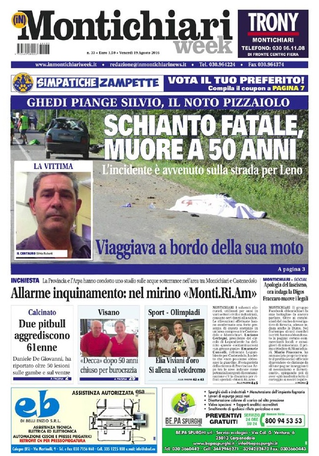 La prima pagina di Montichiari Week in edicola!