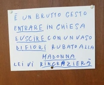 Ladri di fiori: la Madonna vi ringrazierà