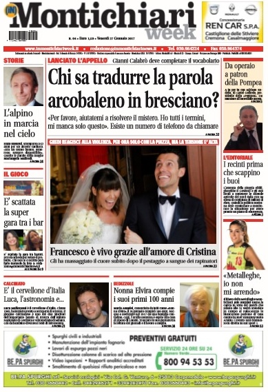 MONTICHIARI WEEK E’ IN EDICOLA! Con la triste storia di Francesco e col mistero di Gianni