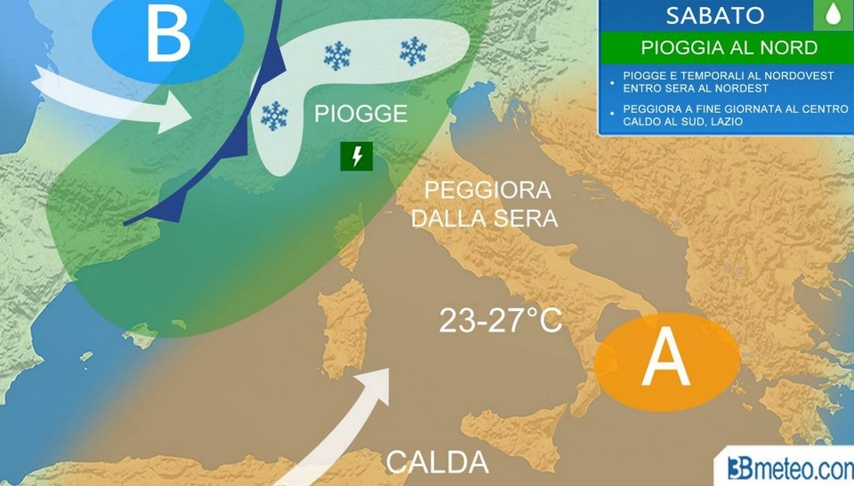 Meteo weekend, sabato peggioramento al nord