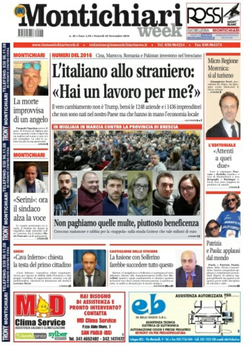 MontichiariWeek in edicola, ecco la prima pagina