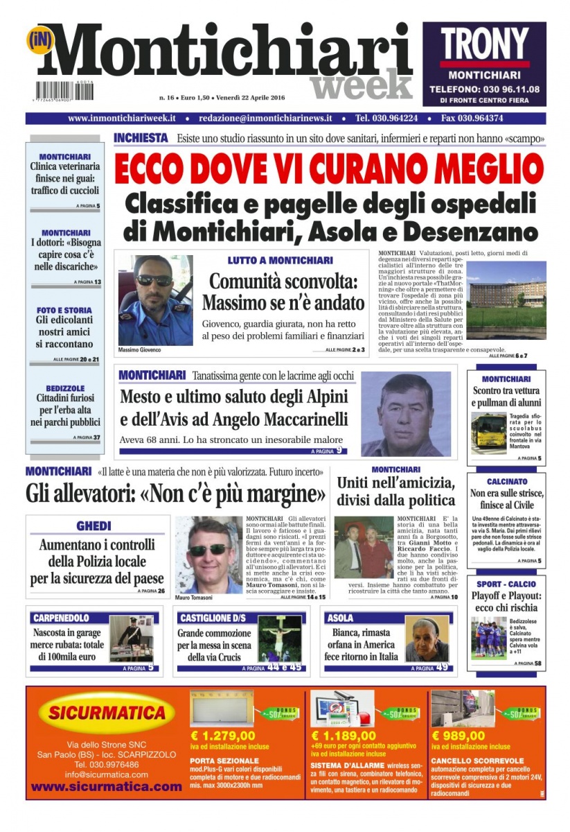 MontichiariWeek, la prima pagina del 22 aprile