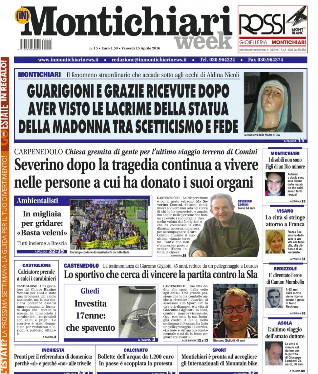 MontichiariWeek, prima pagina del 15 aprile