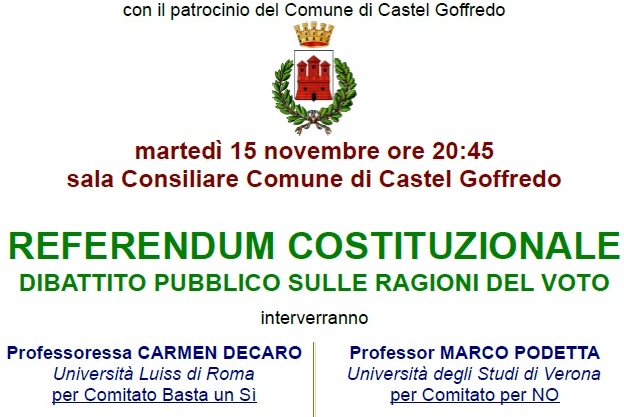 Referendum, domani un incontro a Castel Goffredo