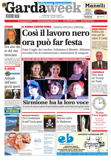 Garda Week, la prima pagina bresciana di venerdì 24 marzo
