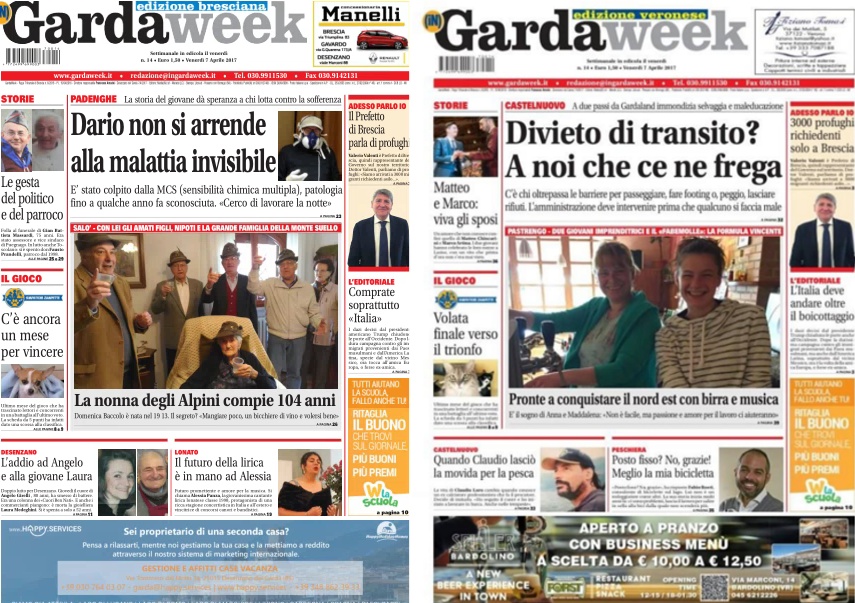 La prima pagina di Garda Week, edizione bresciana e veronese