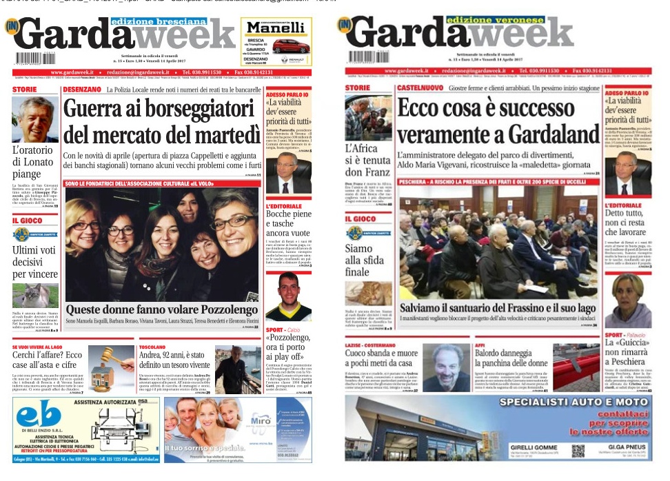 La prima pagina di GardaWeek, edizione bresciana e veronese