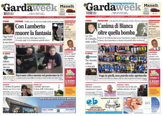 La prima pagina di GardaWeek, edizione bresciana e veronese