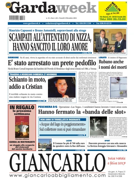 La prima pagina di Gardaweek