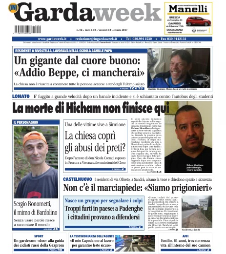 La prima pagina di Gardaweek del 13 gennaio