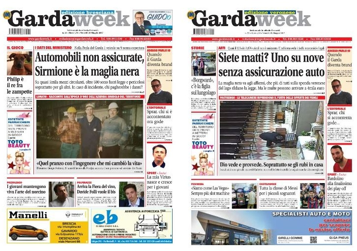 Le prime pagine di GardaWeek, edizione bresciana e veronese