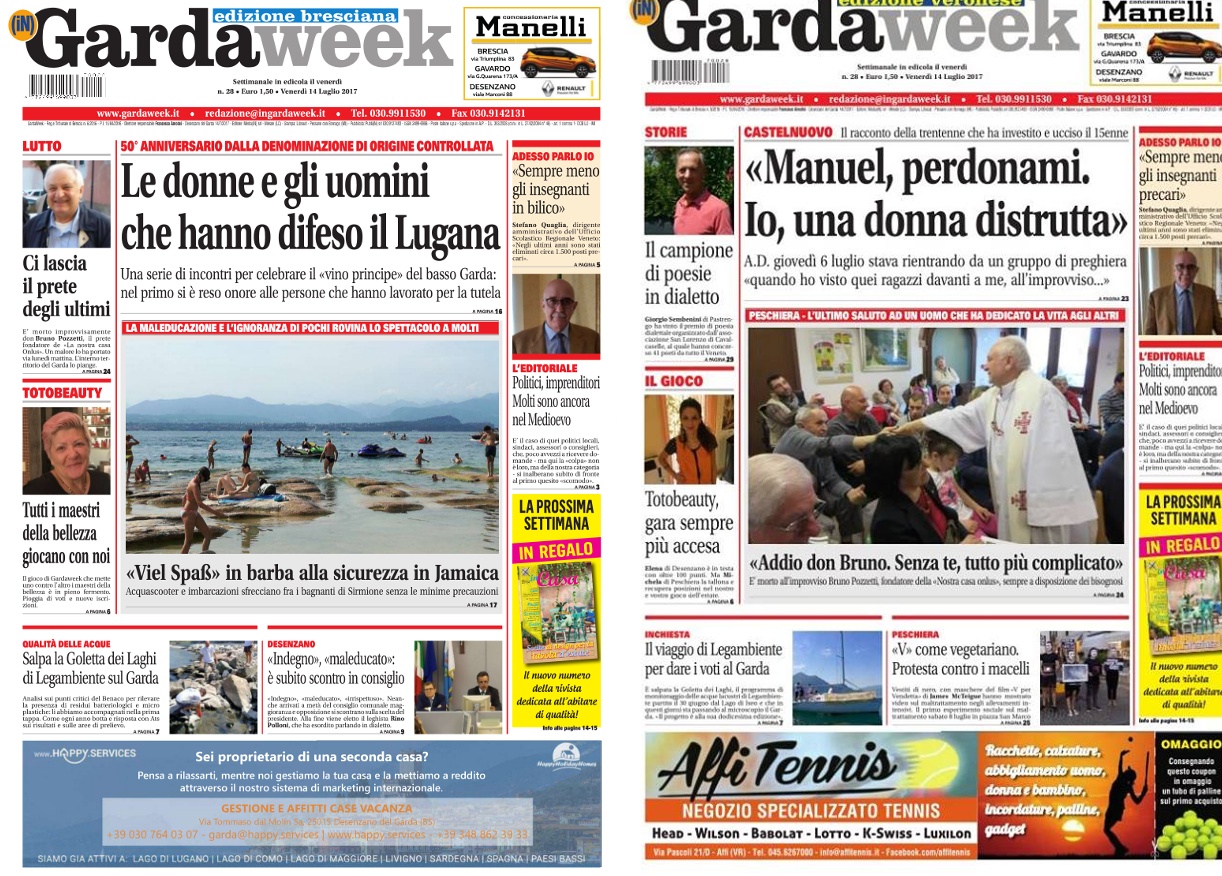 Le prime pagine di GardaWeek, edizione bresciana e veronese