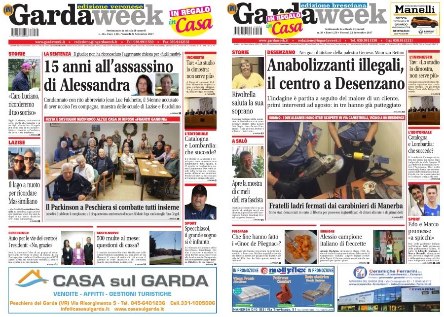 Le prime pagine di GardaWeek, edizione bresciana e veronese