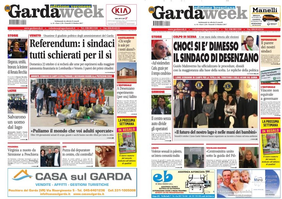 Le prime pagine di GardaWeek, edizione bresciana e veronese