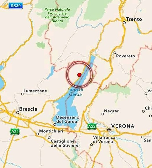 Forte scossa di terremoto nel lago di Garda