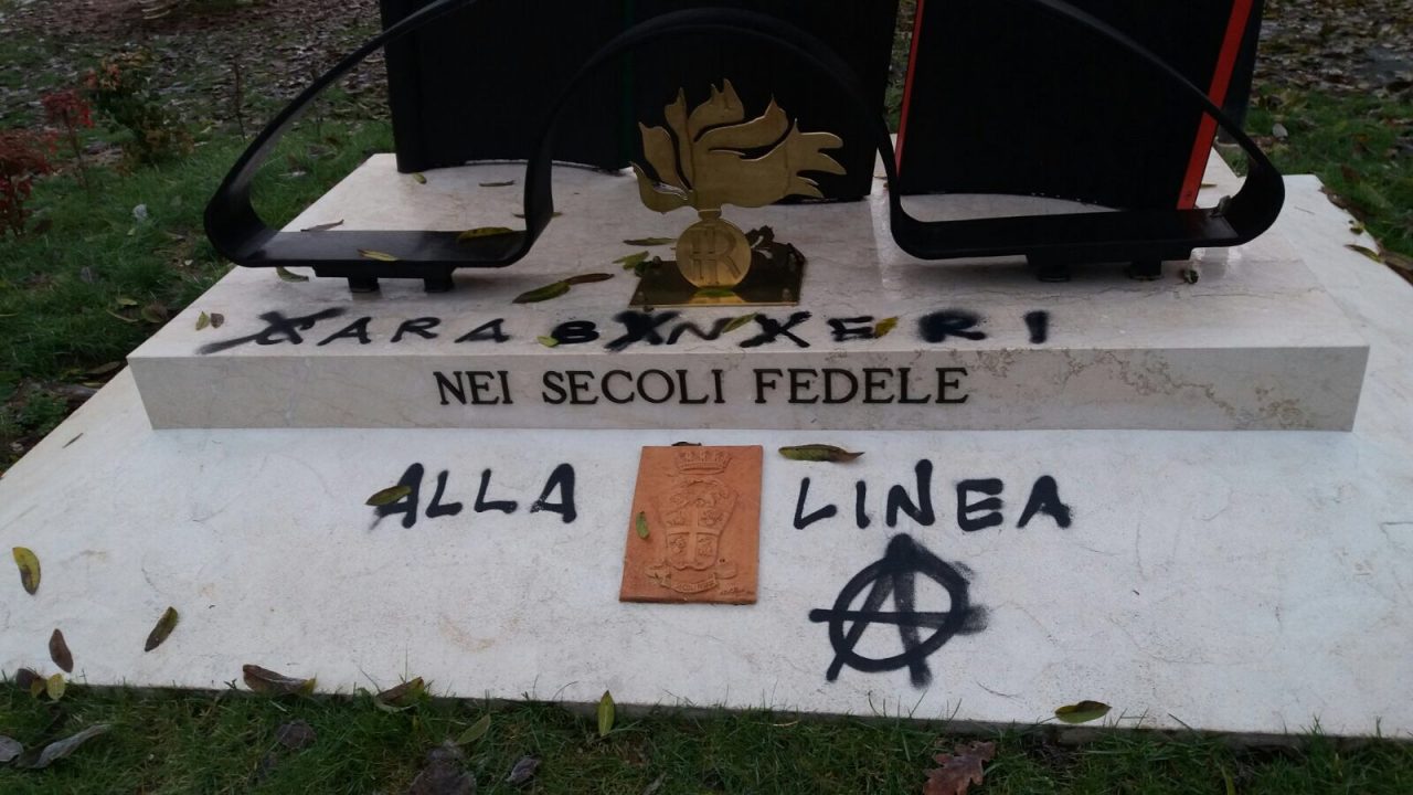 Vandali in azione Monumento imbrattato