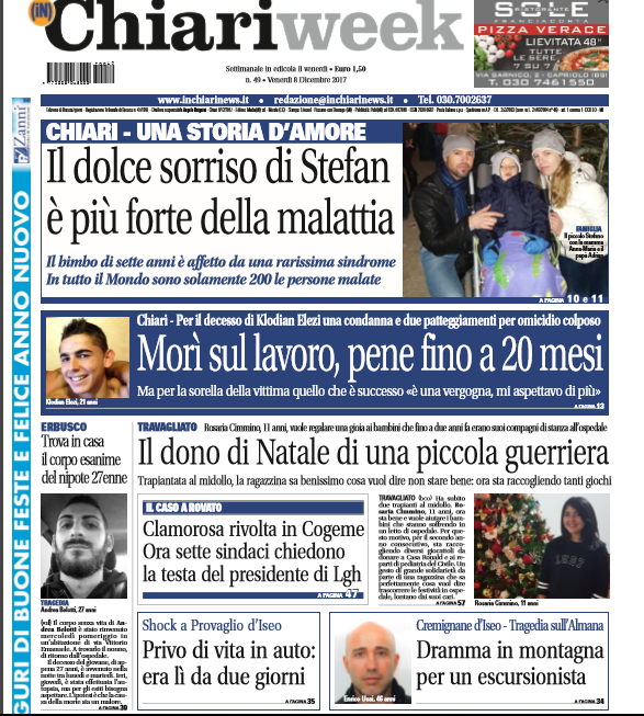 PRIMA PAGINA Chiariweek è in edicola da oggi