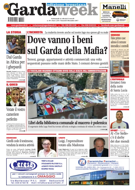 Le prime pagine di Gardaweek, edizione bresciana e veronese