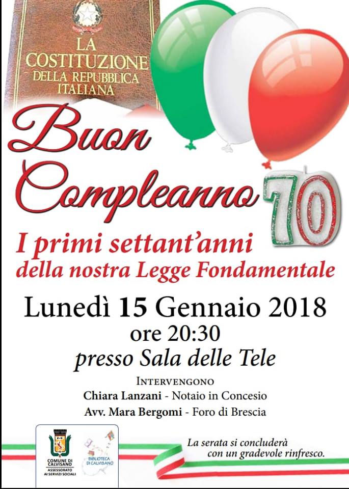 Costituzione italiana compie 70 anni