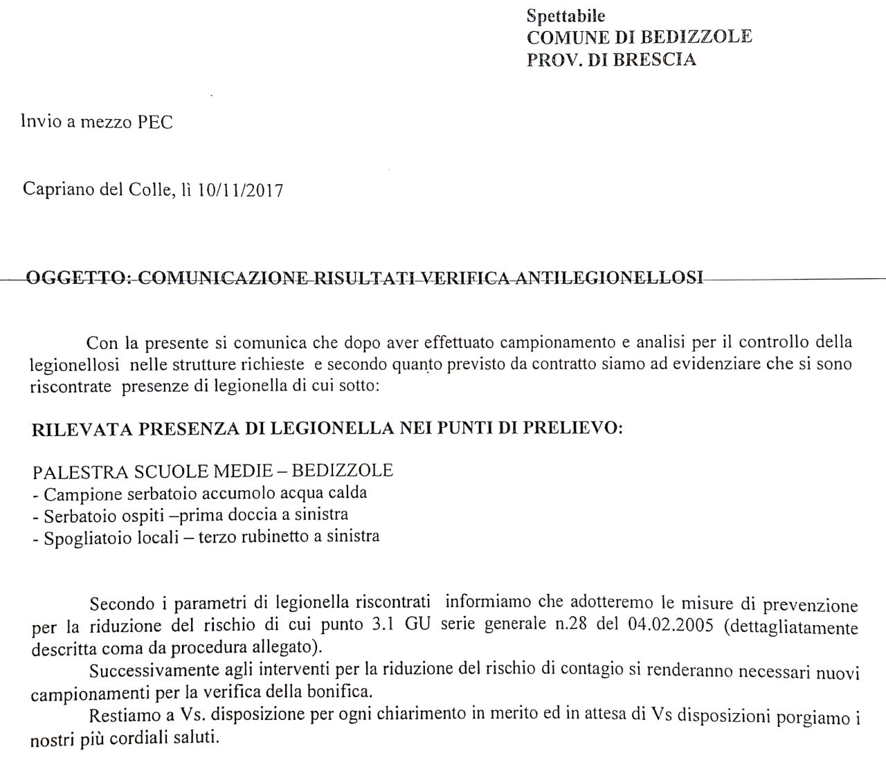 Polemica legionella nelle scuole: dalle opposizioni richiesta chiarezza