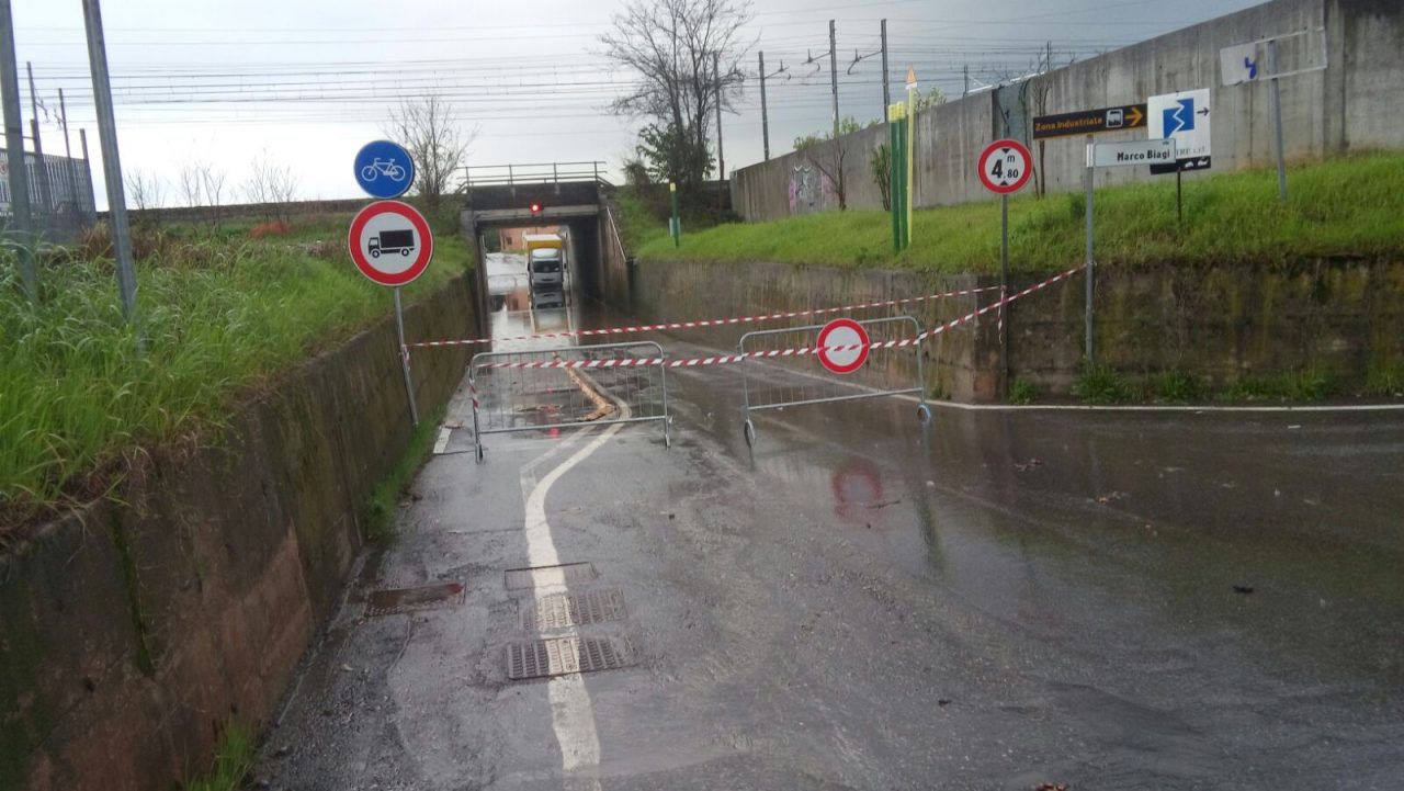 Sottopasso Pianera a Castegnato chiuso per allagamento