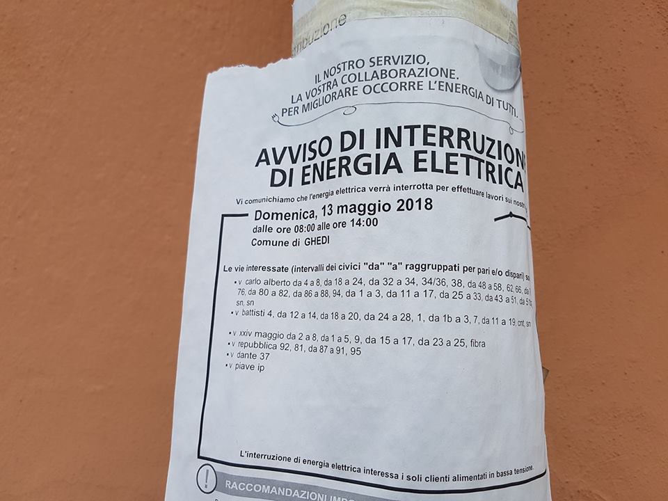 Interruzione di energia Ghedi senza acqua per mezza giornata