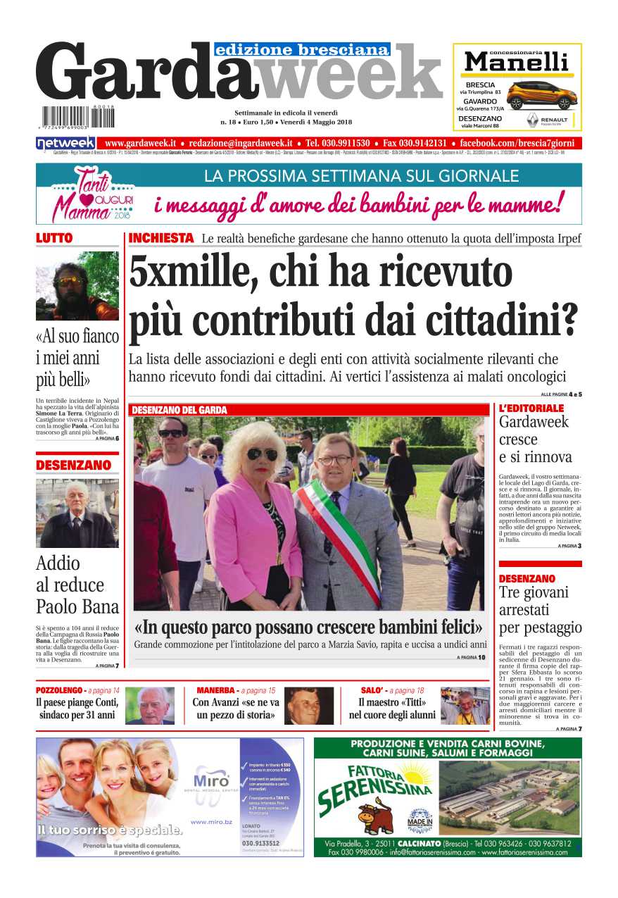 Gardaweek è in edicola. Le prime pagine edizione bresciana e veronese