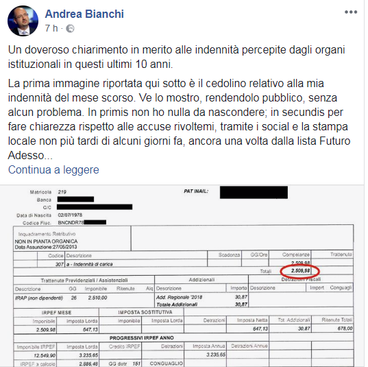Il post di della risposta di Andrea Bianchi (1)