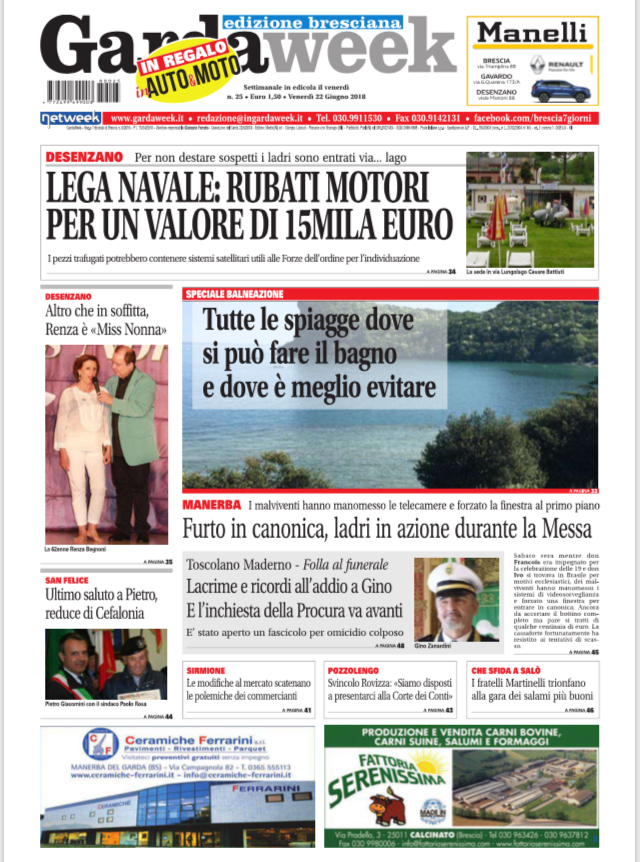 Gardaweek è in edicola. La prima pagina edizione bresciana