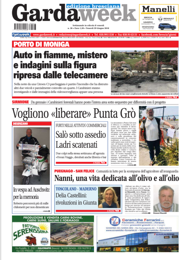 Gardaweek è in edicola. La prima pagina edizione bresciana