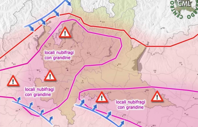Meteo Brescia, dal tardo pomeriggio ancora grandine