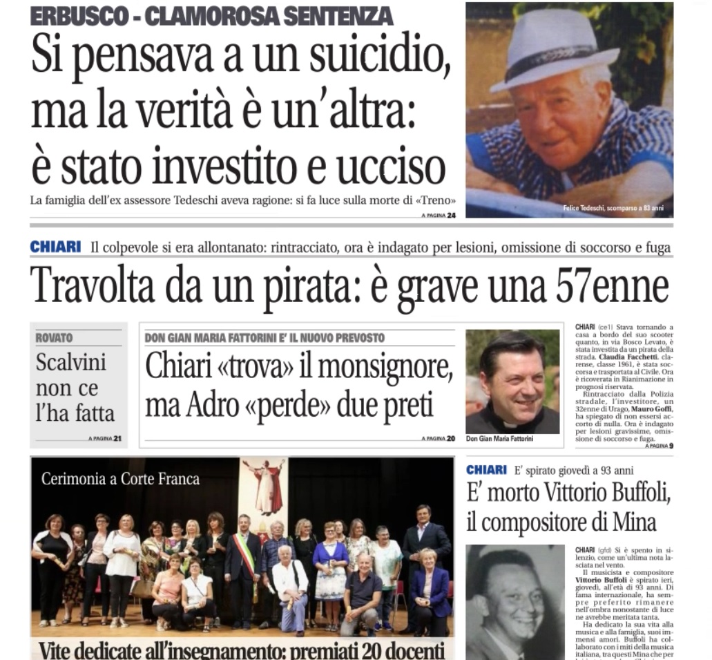Chiariweek è in edicola! Ecco la prima pagina del vostro settimanale