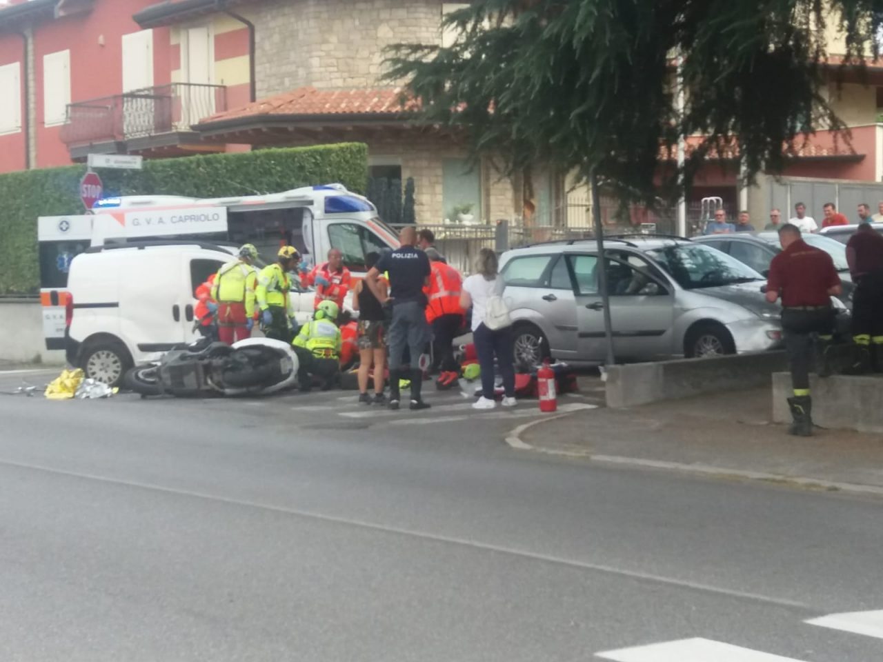 Elicottero a Capriolo per incidente in via Adro