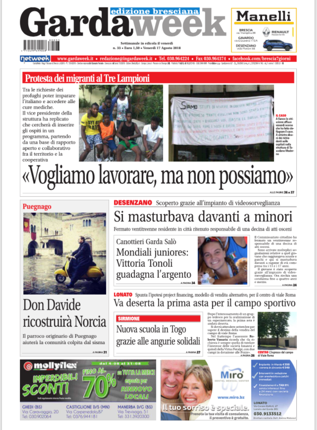 Gardaweek è in edicola. La prima pagina edizione bresciana
