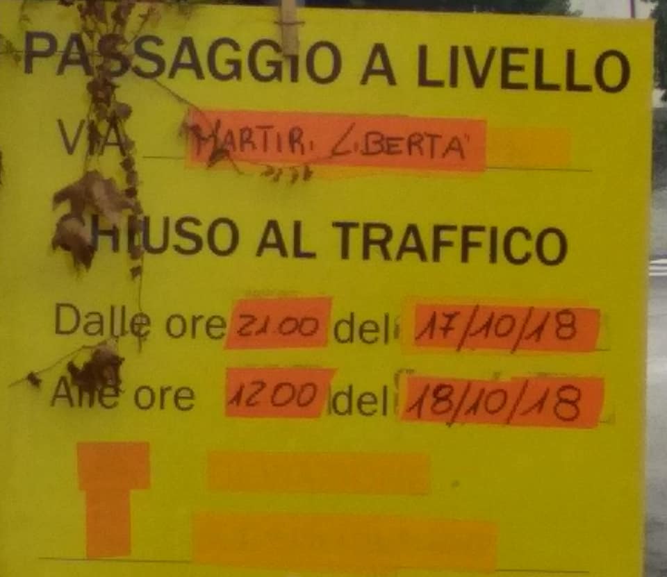 Passaggio a livello chiuso per un giorno a Iseo