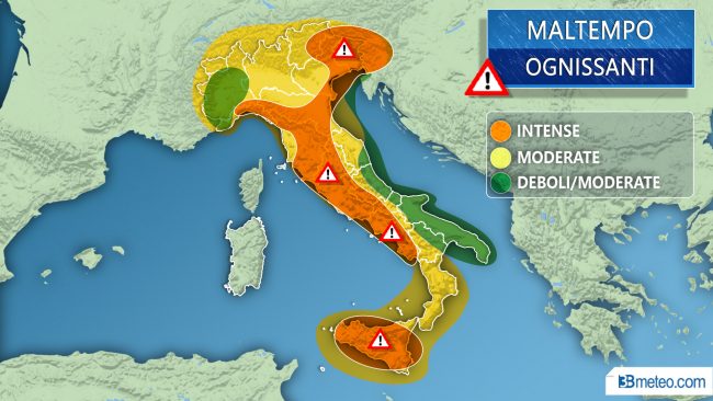 Meteo ponte Ognissanti, in arrivo una nuova ondata di maltempo