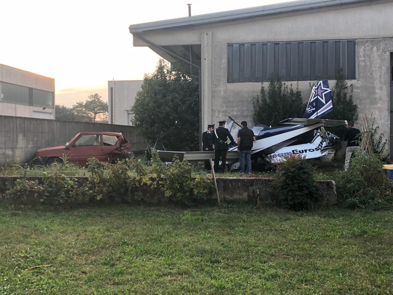 Ultraleggero caduto in una ditta a Bedizzole VIDEO