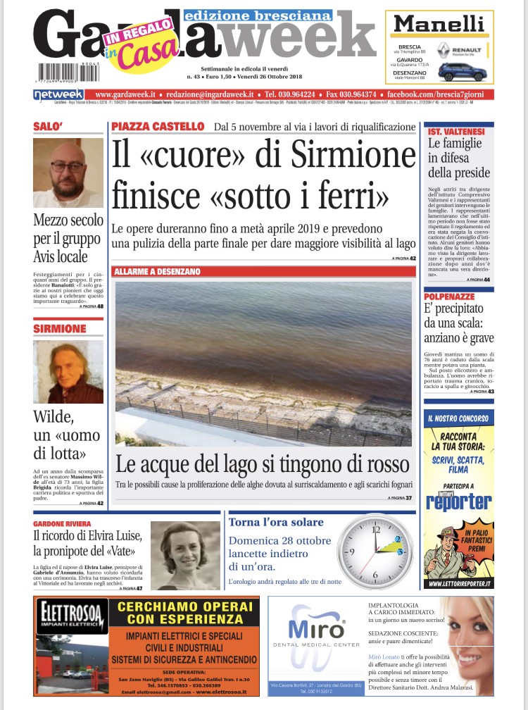 Gardaweek è in edicola. La prima pagina edizione bresciana