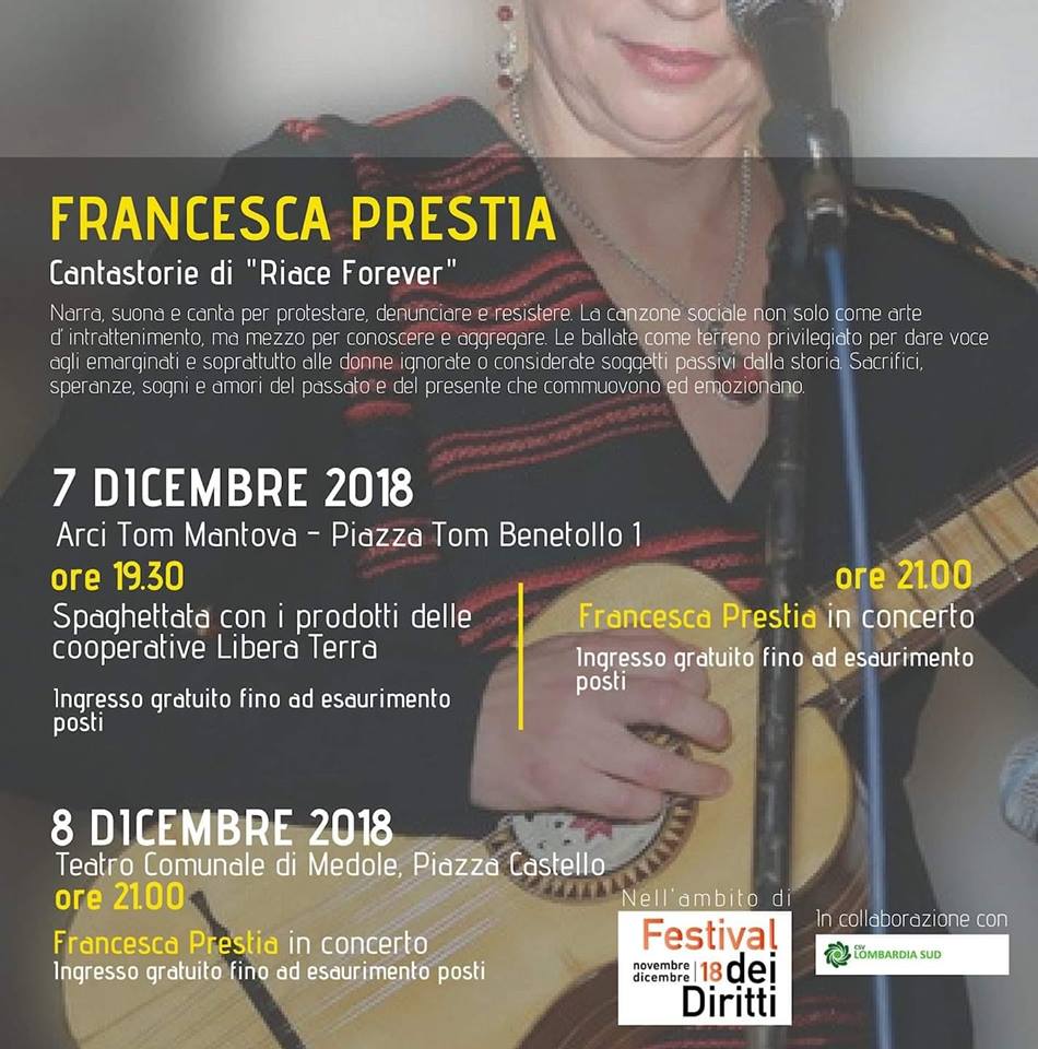 Francesca Prestia in concerto per i diritti umani.