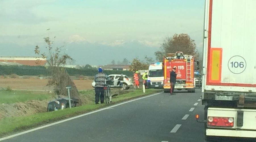 Auto ribaltata a Roccafranca