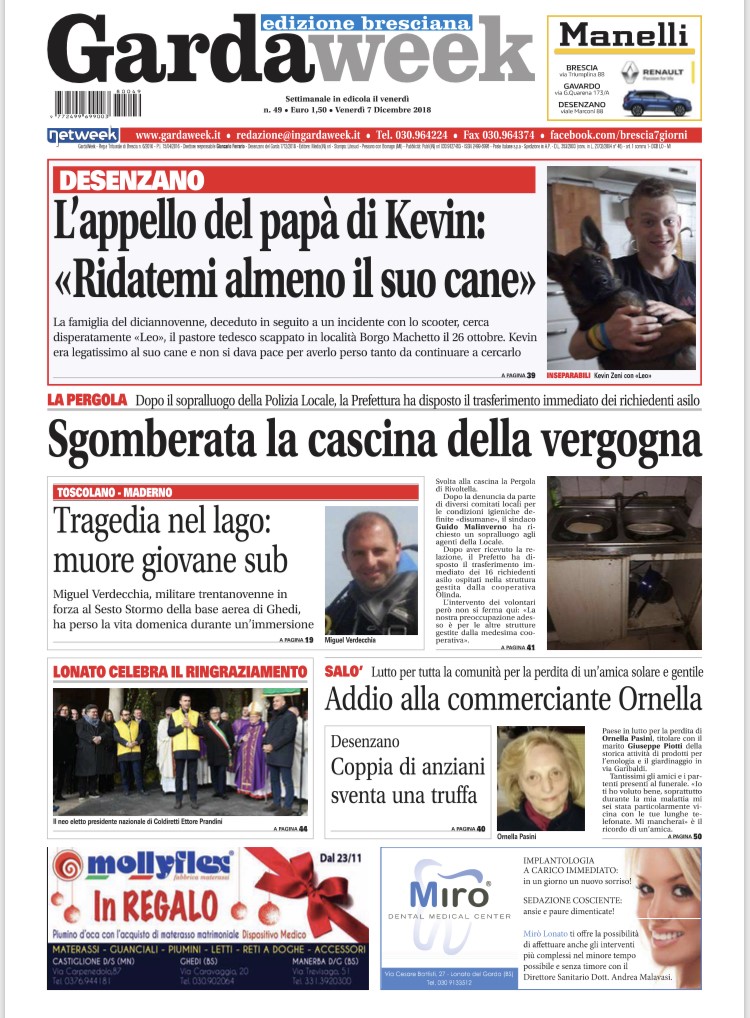 Gardaweek è in edicola. La prima pagina edizione bresciana