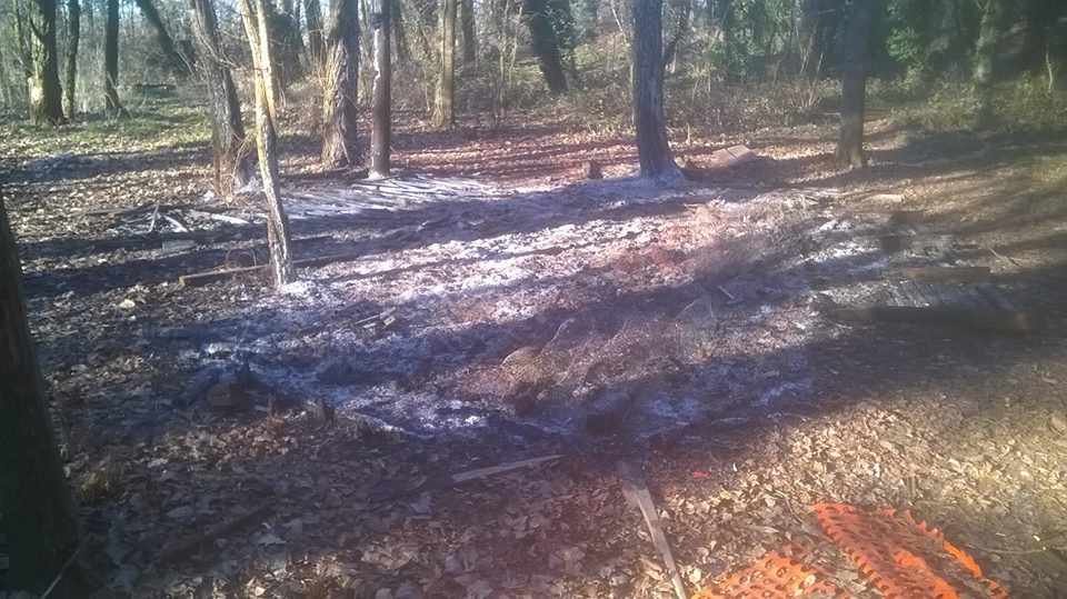Bruciato a Castenedolo il materiale de “La corsa sugli alberi”