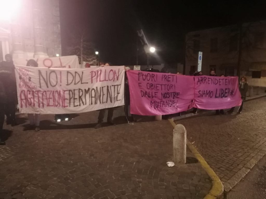 Picchetto contro il ddl Pillon a Castenedolo