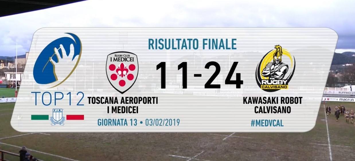 Vetta agganciata: Medicei-Calvisano 11-24