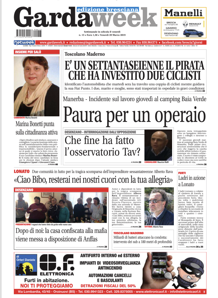 Gardaweek è in edicola. La prima pagina edizione bresciana