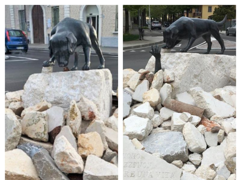 Ritrovata la mano rubata dalla statua di Ghedi