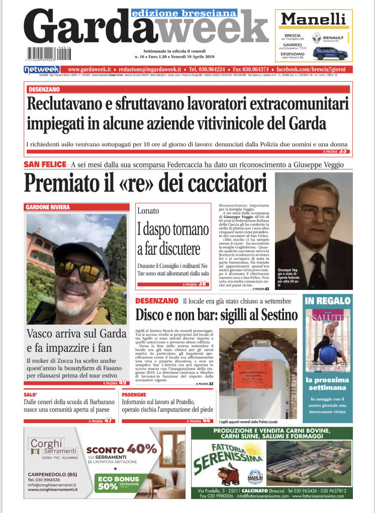 Gardaweek è in edicola. La prima pagina edizione bresciana